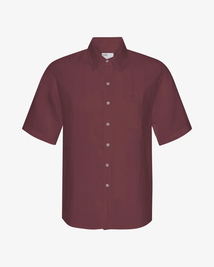 Chemise à manches courtes en lin - Rouge sang de bœuf