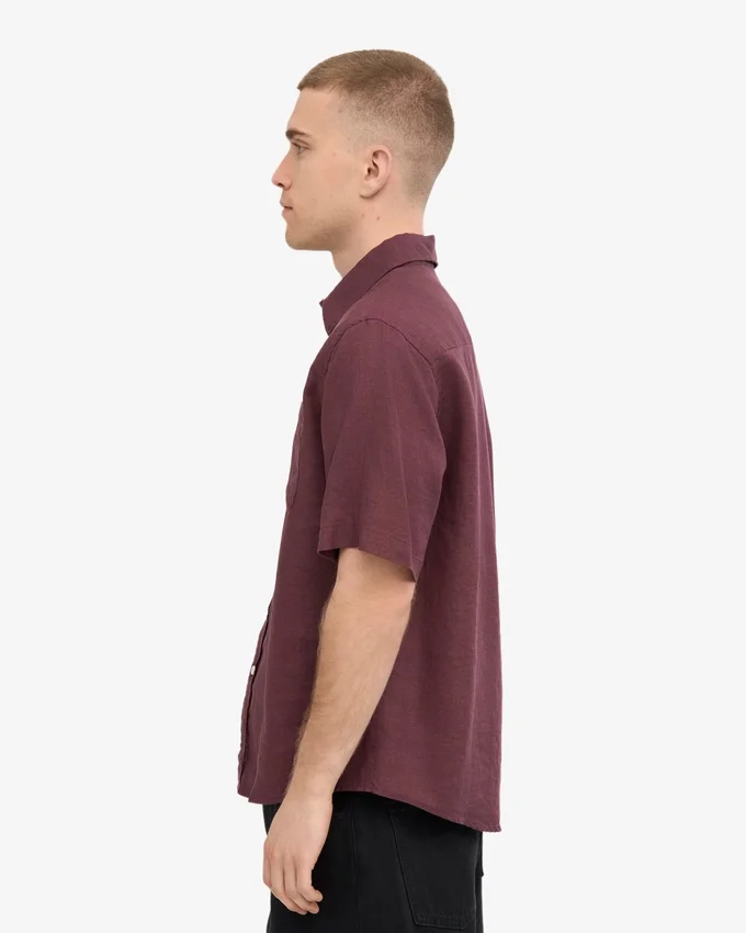 Chemise à manches courtes en lin - Rouge sang de bœuf