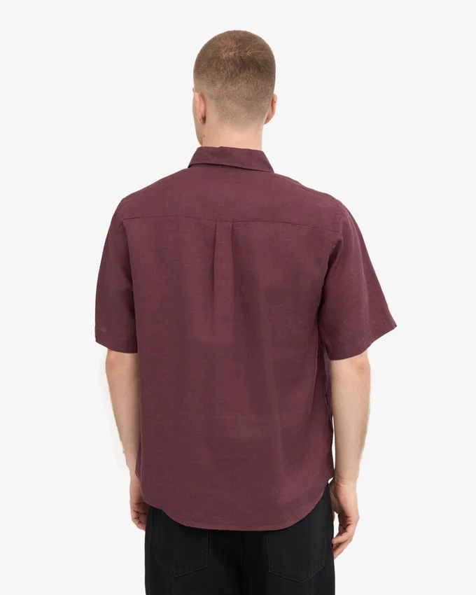 Chemise à manches courtes en lin - Rouge sang de bœuf