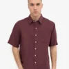 Chemise à manches courtes en lin - Rouge sang de bœuf