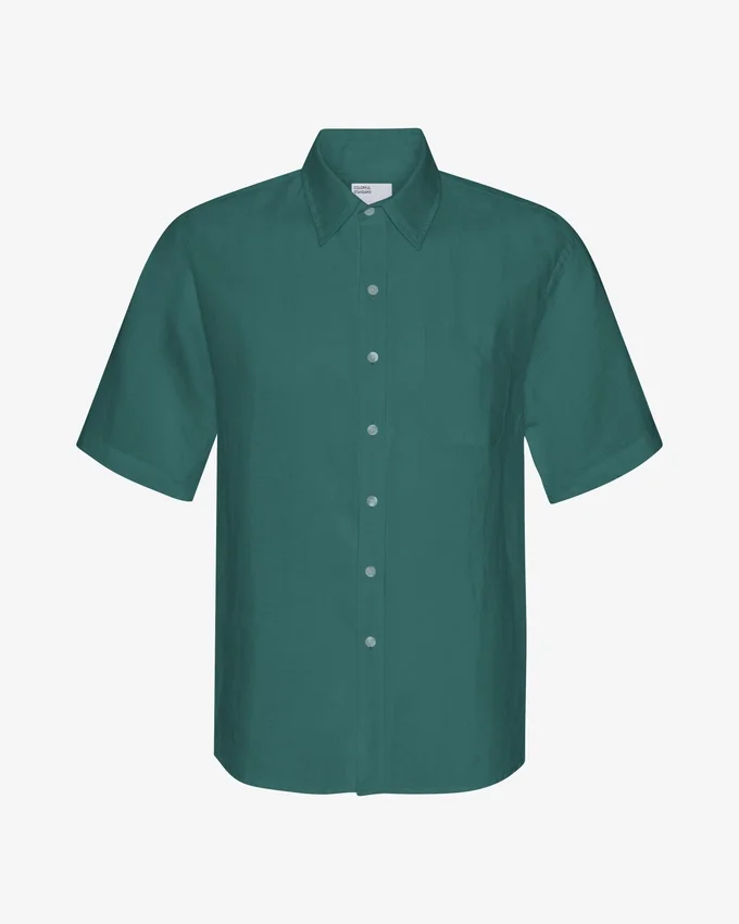 Chemise à manches courtes en lin - Vert océan