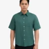 Chemise à manches courtes en lin - Vert océan