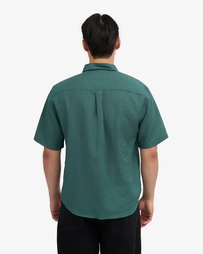 Chemise à manches courtes en lin - Vert océan
