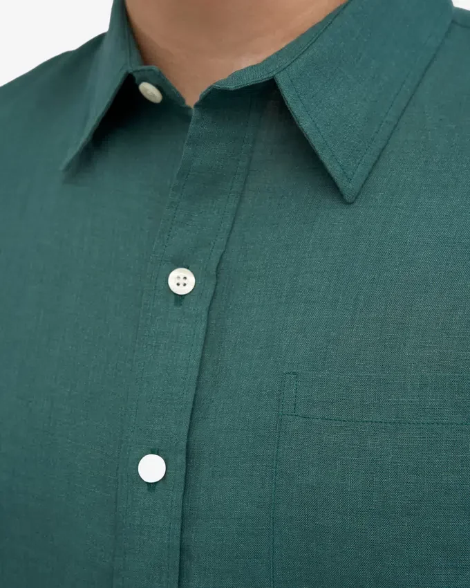 Chemise à manches courtes en lin - Vert océan