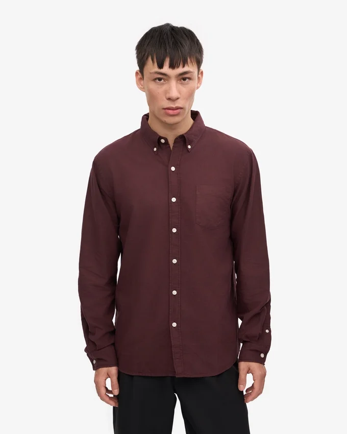 Chemise Organic Button Down en coton bio - Rouge sang de bœuf