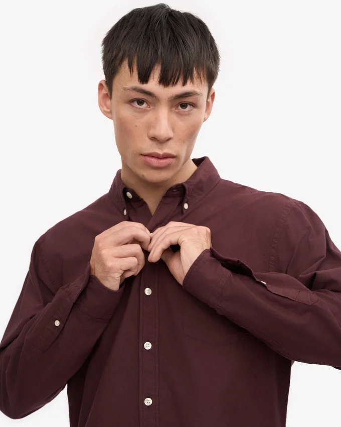 Chemise Organic Button Down en coton bio - Rouge sang de bœuf