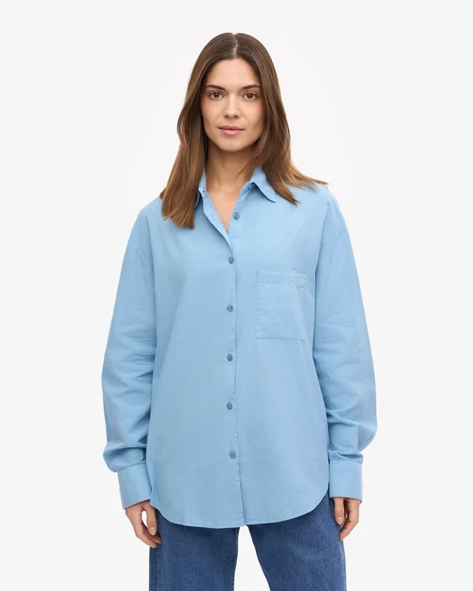 Chemise oversize bio - Bleu bord de mer