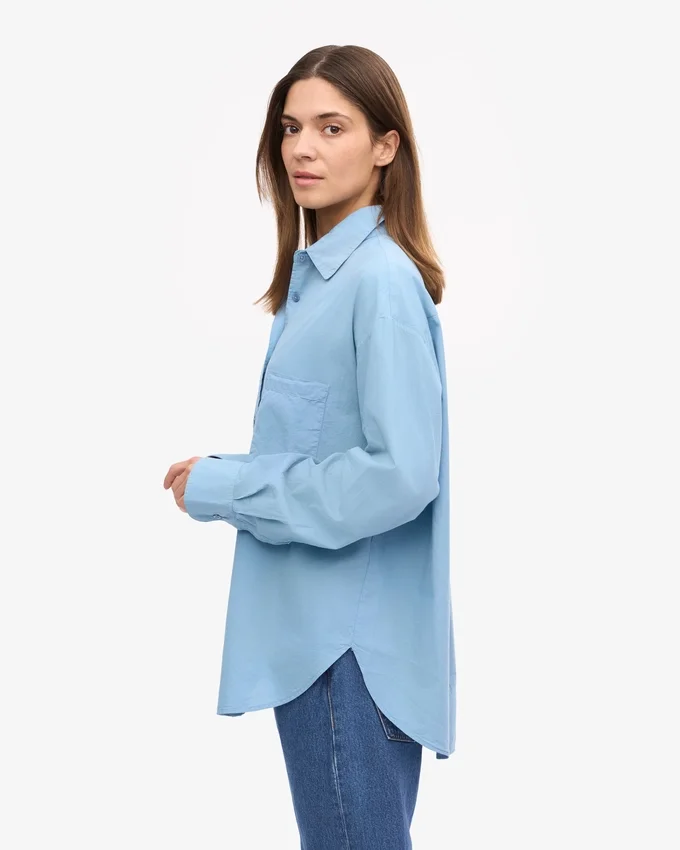 Chemise oversize bio - Bleu bord de mer