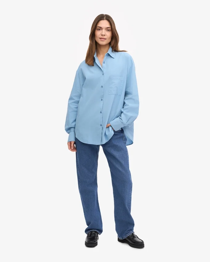 Chemise oversize bio - Bleu bord de mer