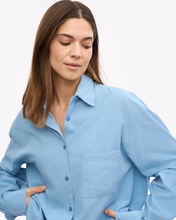 Chemise oversize bio - Bleu bord de mer