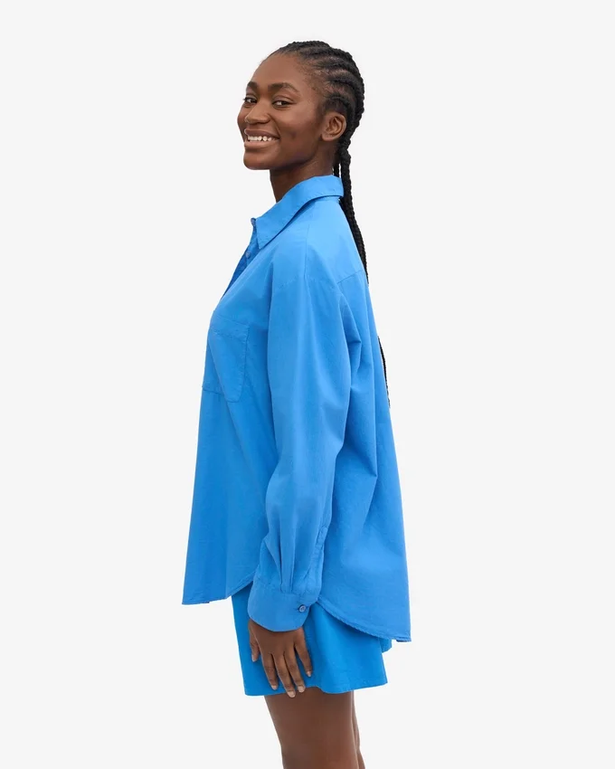 Chemise oversize bio - Bleu Pacifique