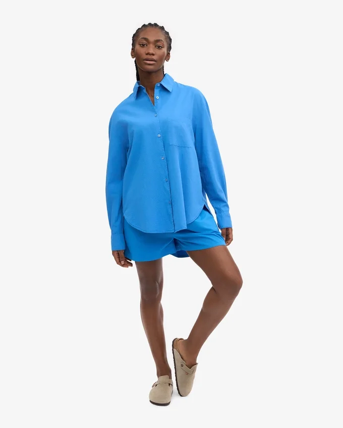 Chemise oversize bio - Bleu Pacifique
