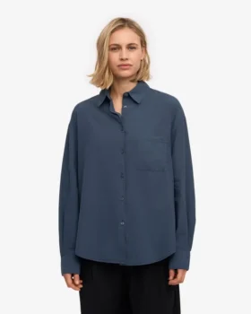 Chemise oversize bio – Bleu pétrole
