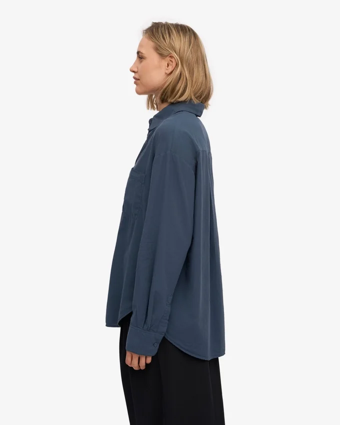 Chemise oversize bio - Bleu pétrole