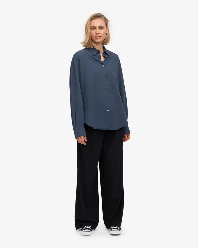 Chemise oversize bio - Bleu pétrole