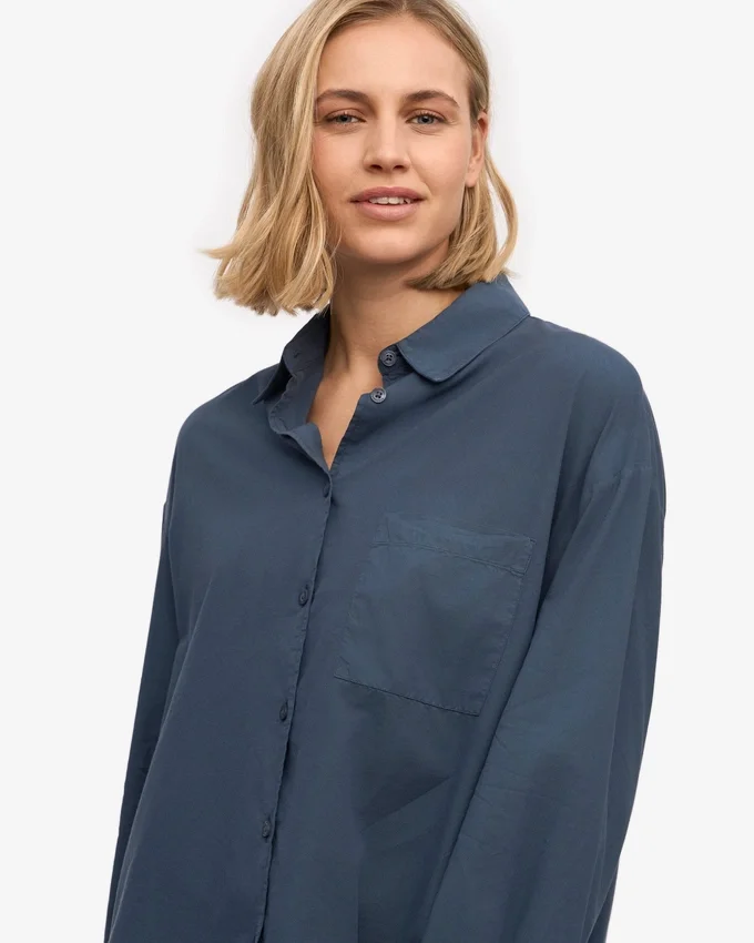 Chemise oversize bio - Bleu pétrole