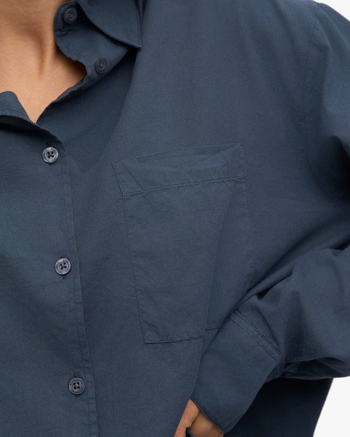Chemise oversize bio - Bleu pétrole