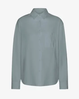 Chemise oversize en coton bio - Bleu acier