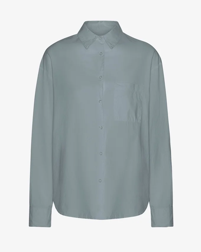 Chemise oversize en coton bio - Bleu acier