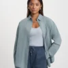 Chemise oversize en coton bio - Bleu acier