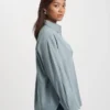 Chemise oversize en coton bio - Bleu acier