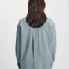 Chemise oversize en coton bio - Bleu acier