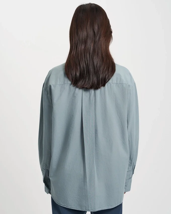 Chemise oversize en coton bio - Bleu acier