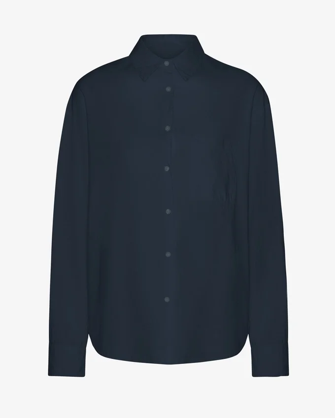 Chemise oversize en coton bio - Bleu marine