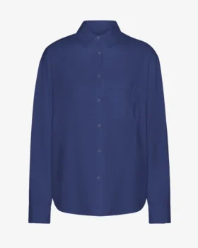 Chemise oversize en coton bio - Bleu marine