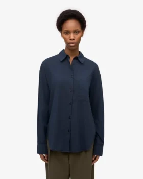 Chemise oversize en coton bio – Bleu marine