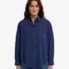 Chemise oversize en coton bio - Bleu marine