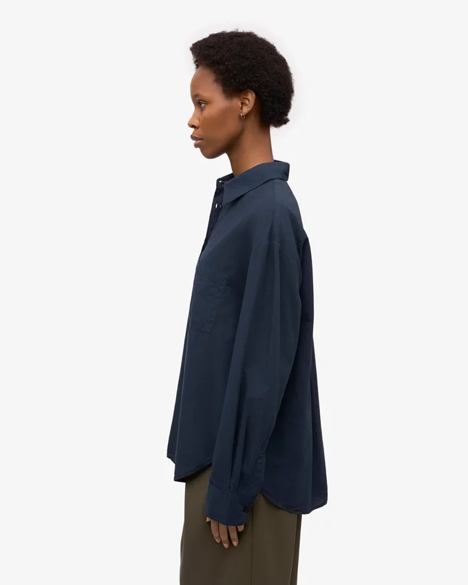 Chemise oversize en coton bio - Bleu marine