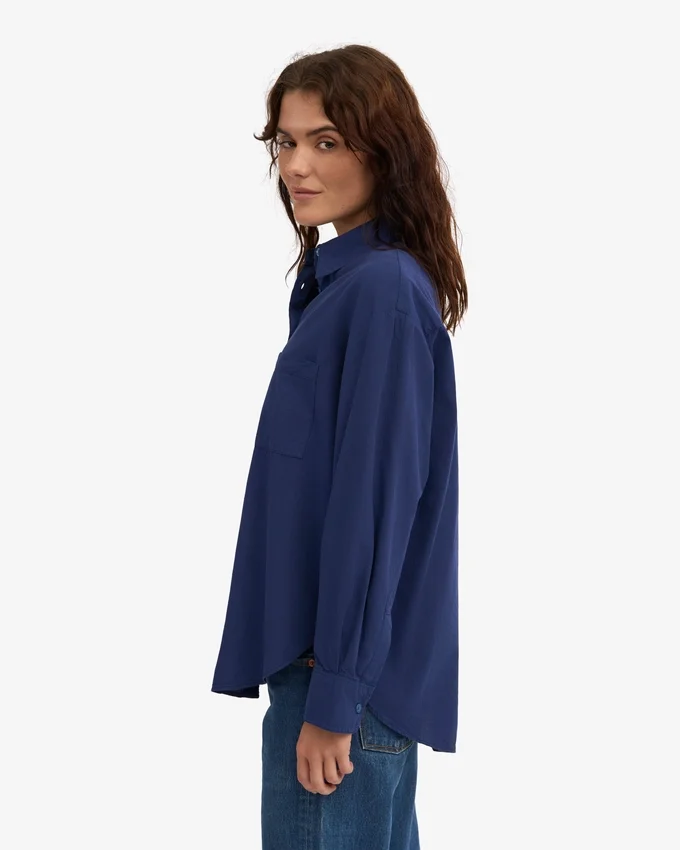Chemise oversize en coton bio - Bleu marine