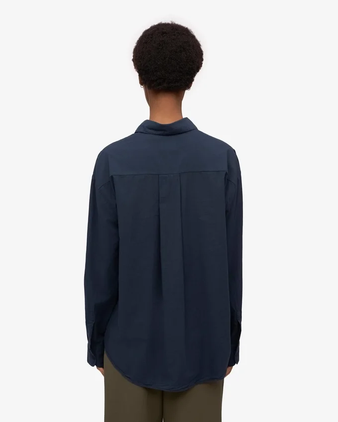 Chemise oversize en coton bio - Bleu marine