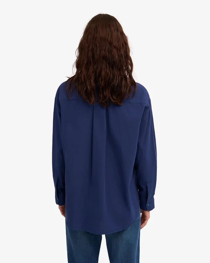 Chemise oversize en coton bio - Bleu marine