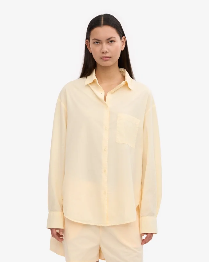 Chemise oversize en coton bio - Jaune pâle
