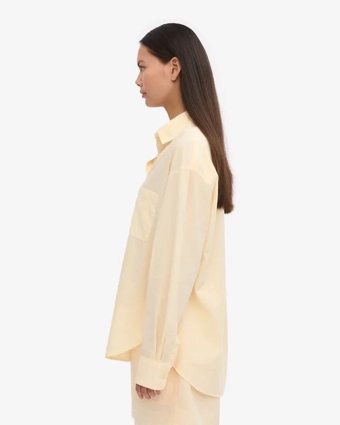 Chemise oversize en coton bio - Jaune pâle