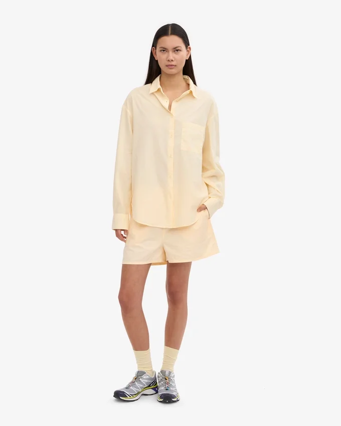 Chemise oversize en coton bio - Jaune pâle