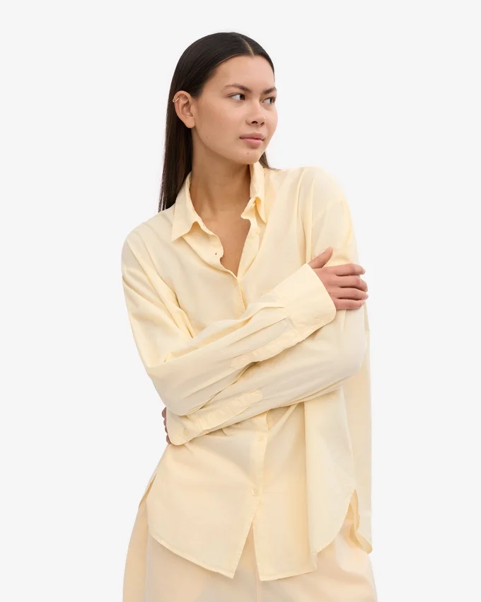 Chemise oversize en coton bio - Jaune pâle