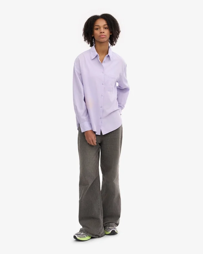 Chemise oversize en coton bio - Lavande douce