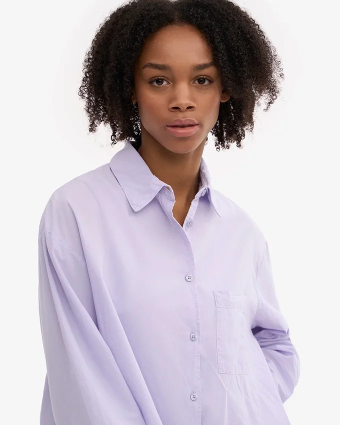 Chemise oversize en coton bio - Lavande douce