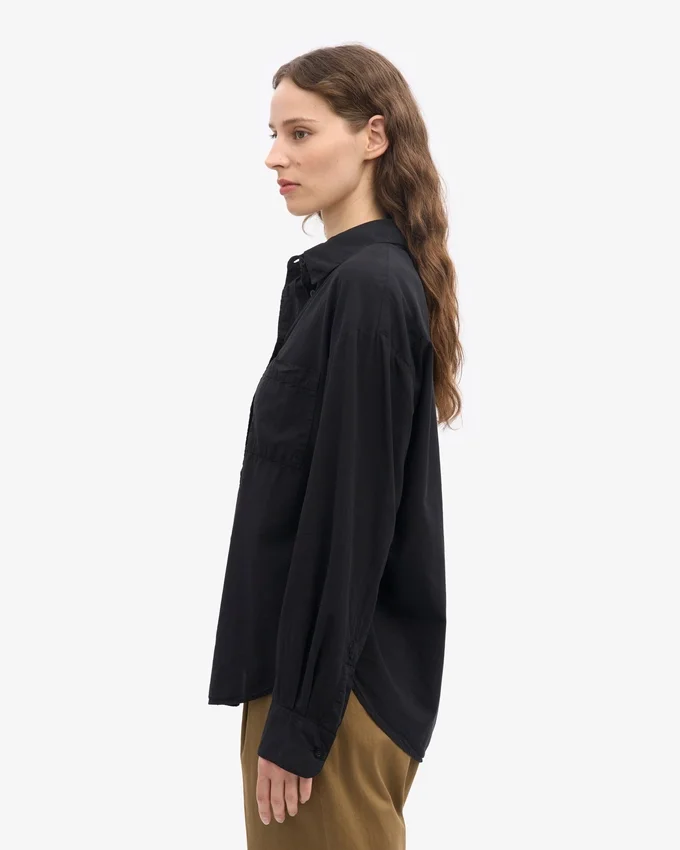 Chemise oversize en coton bio - Noir profond