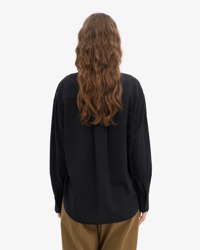 Chemise oversize en coton bio - Noir profond