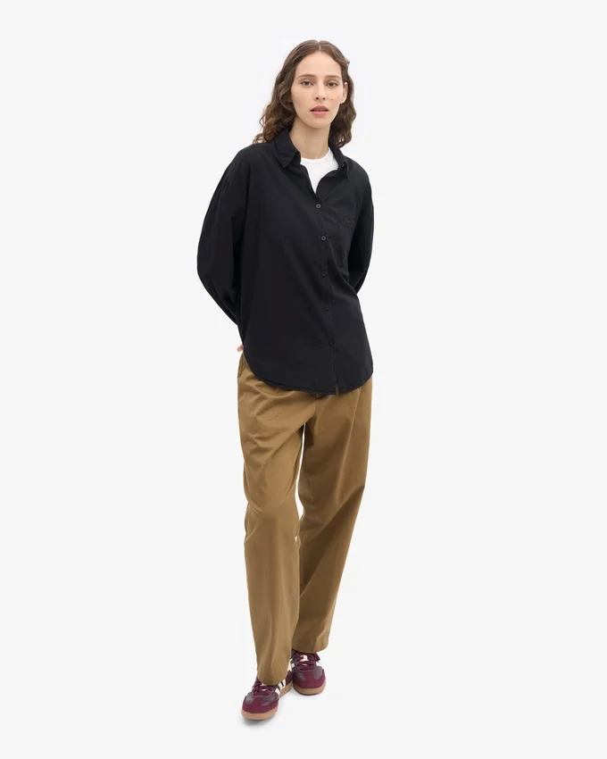 Chemise oversize en coton bio - Noir profond