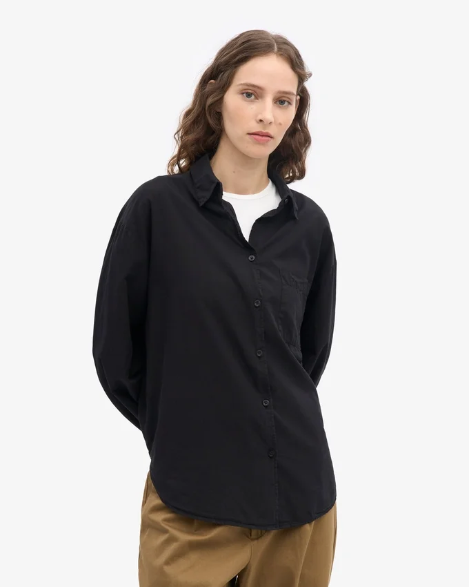 Chemise oversize en coton bio - Noir profond