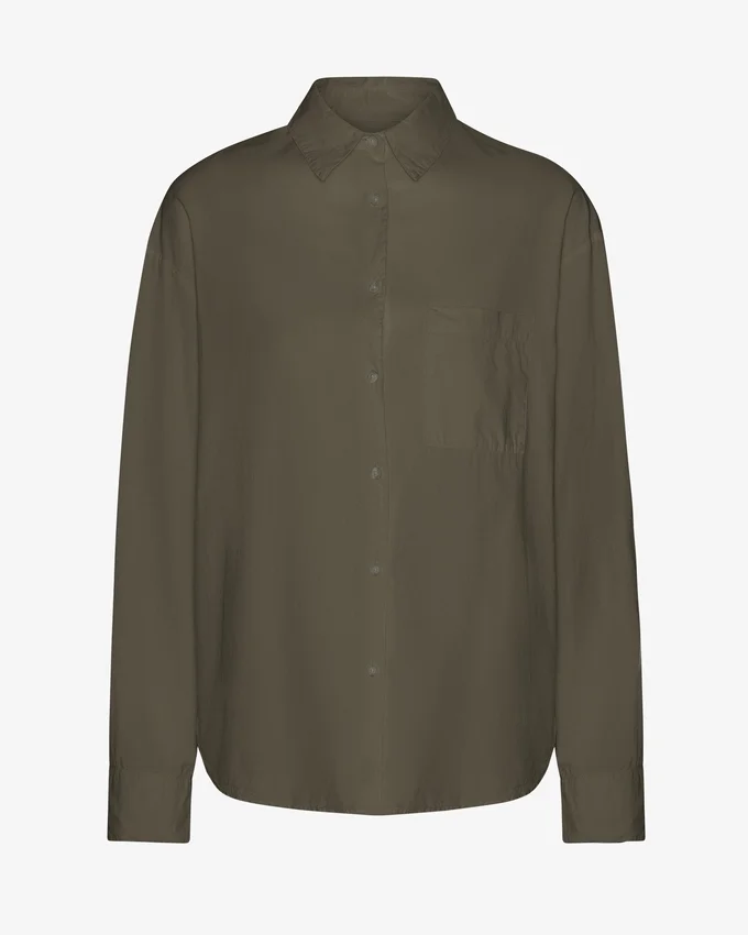 Chemise oversize en coton bio - Olive poudré