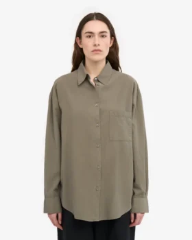 Chemise oversize en coton bio – Olive poudré