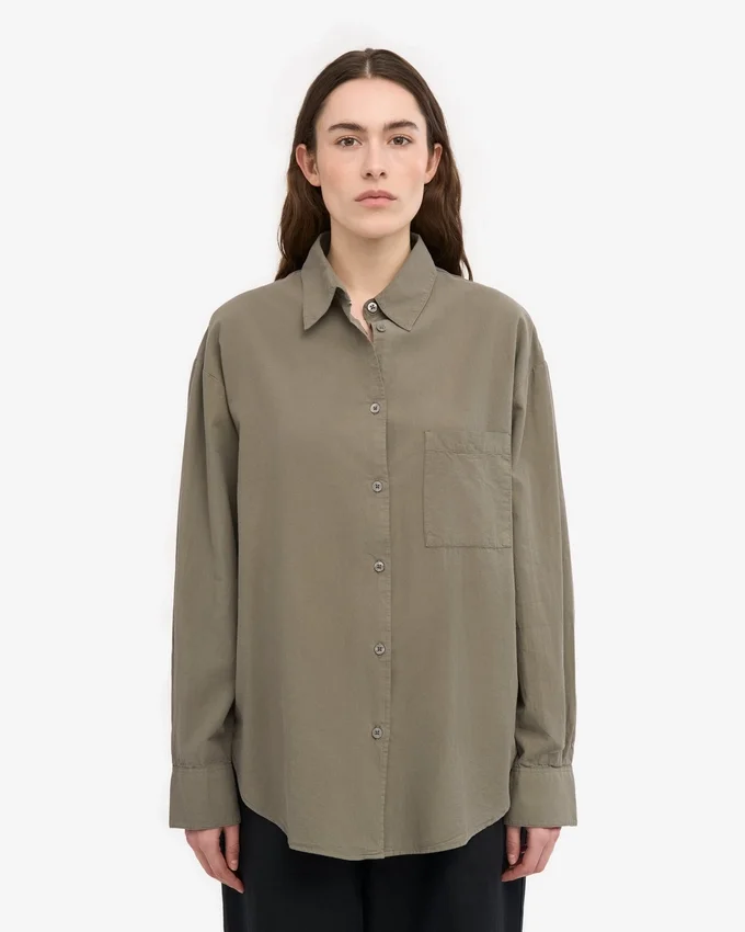 Chemise oversize en coton bio - Olive poudré