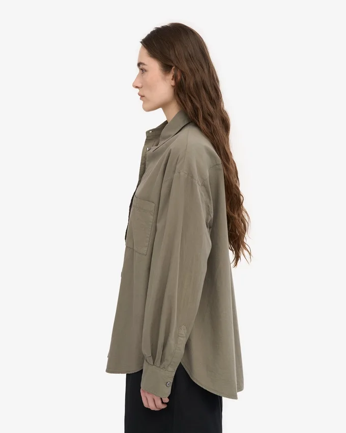 Chemise oversize en coton bio - Olive poudré