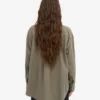 Chemise oversize en coton bio - Olive poudré